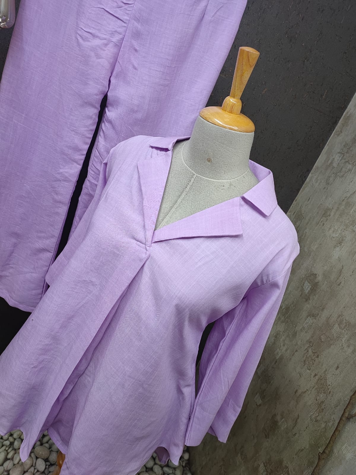 Coat Style Top With Flare Pants Coord Set