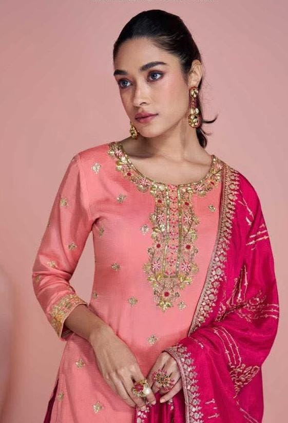 Sharara Style Embroidered Suit
