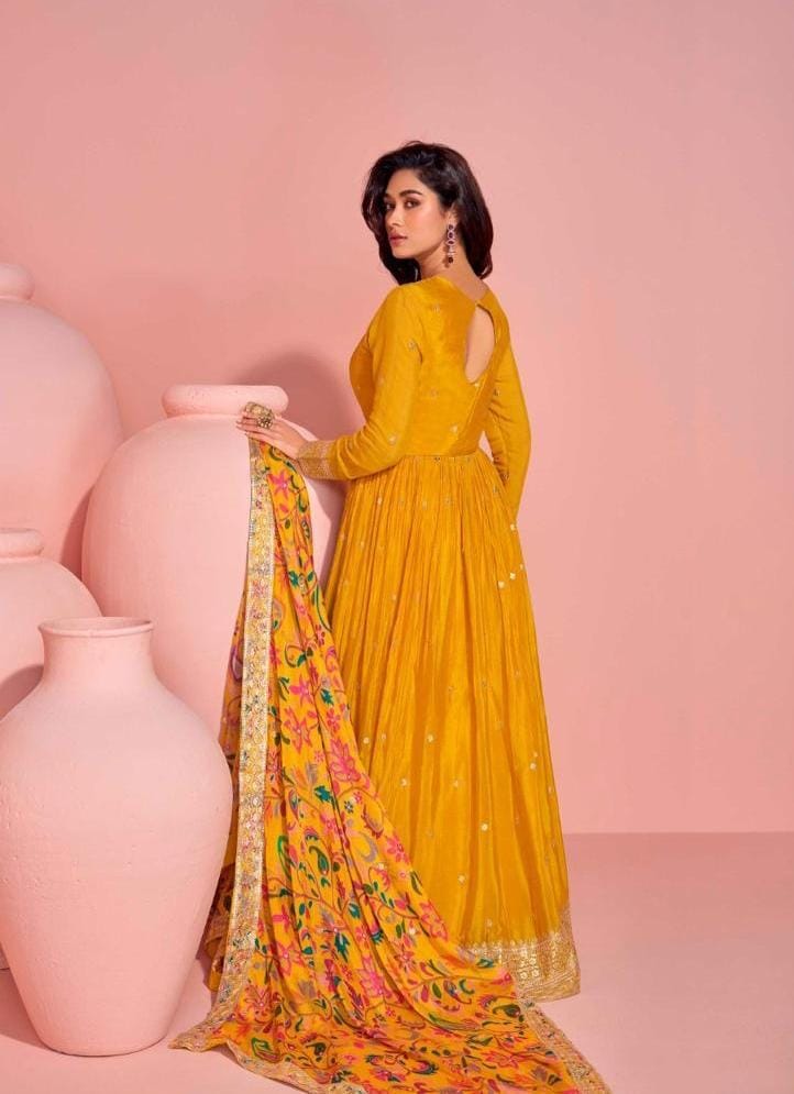 Embroidered Gown With Dupatta