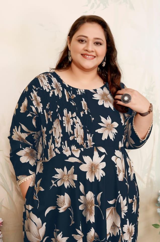 Plus Size Rayon Printed Gown