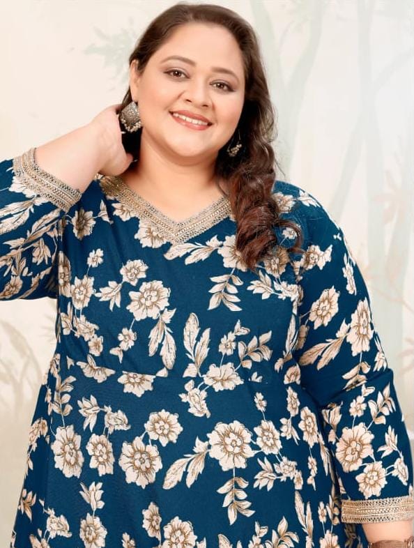 Plus Size Rayon Printed Gown