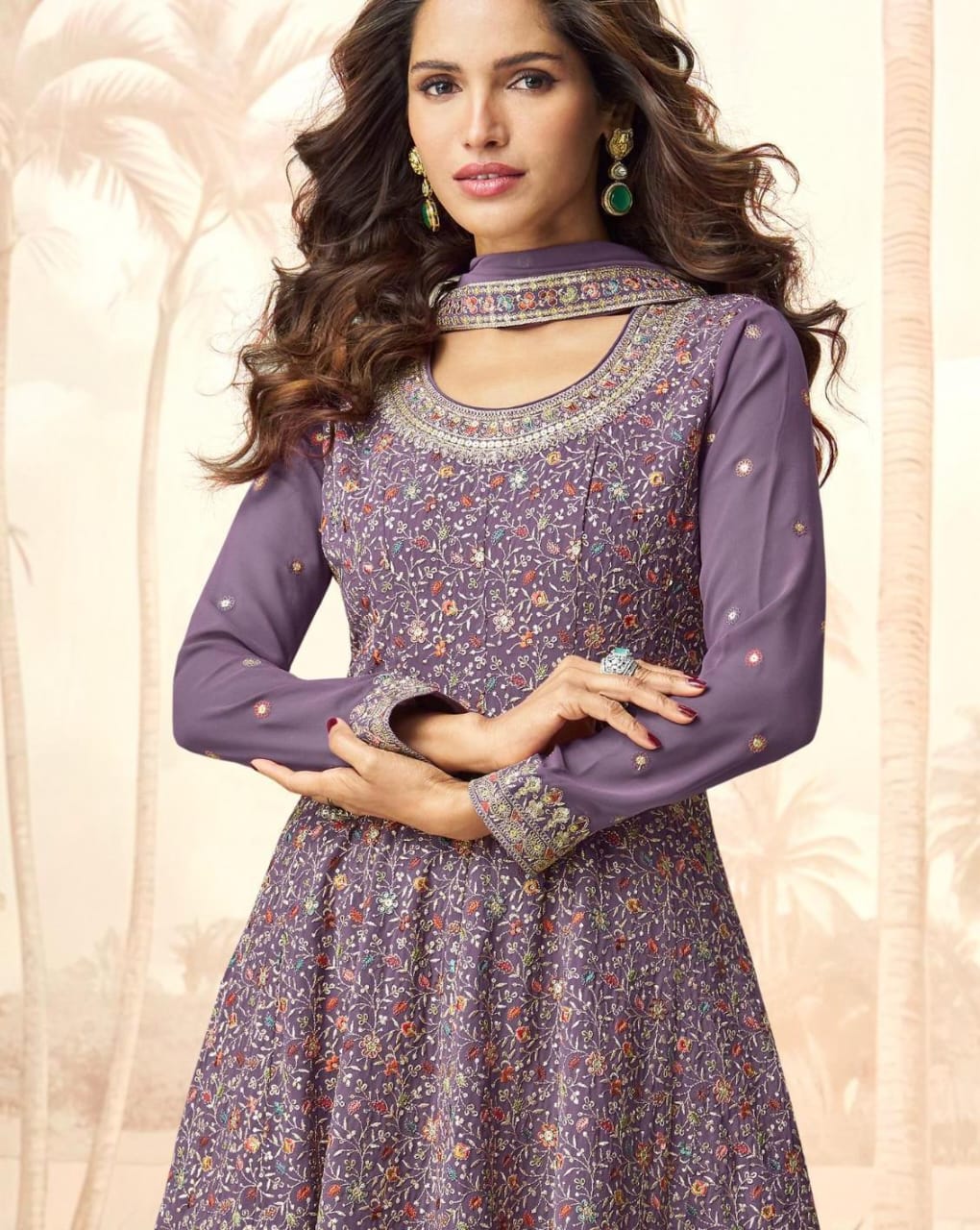 Sharara Style Embroidered Suit