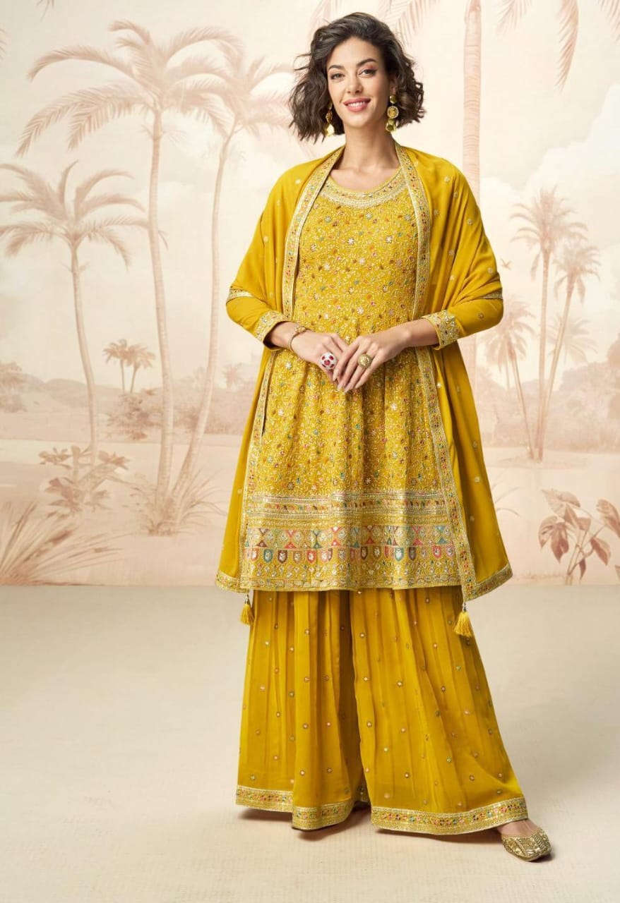 Sharara Style Embroidered Suit