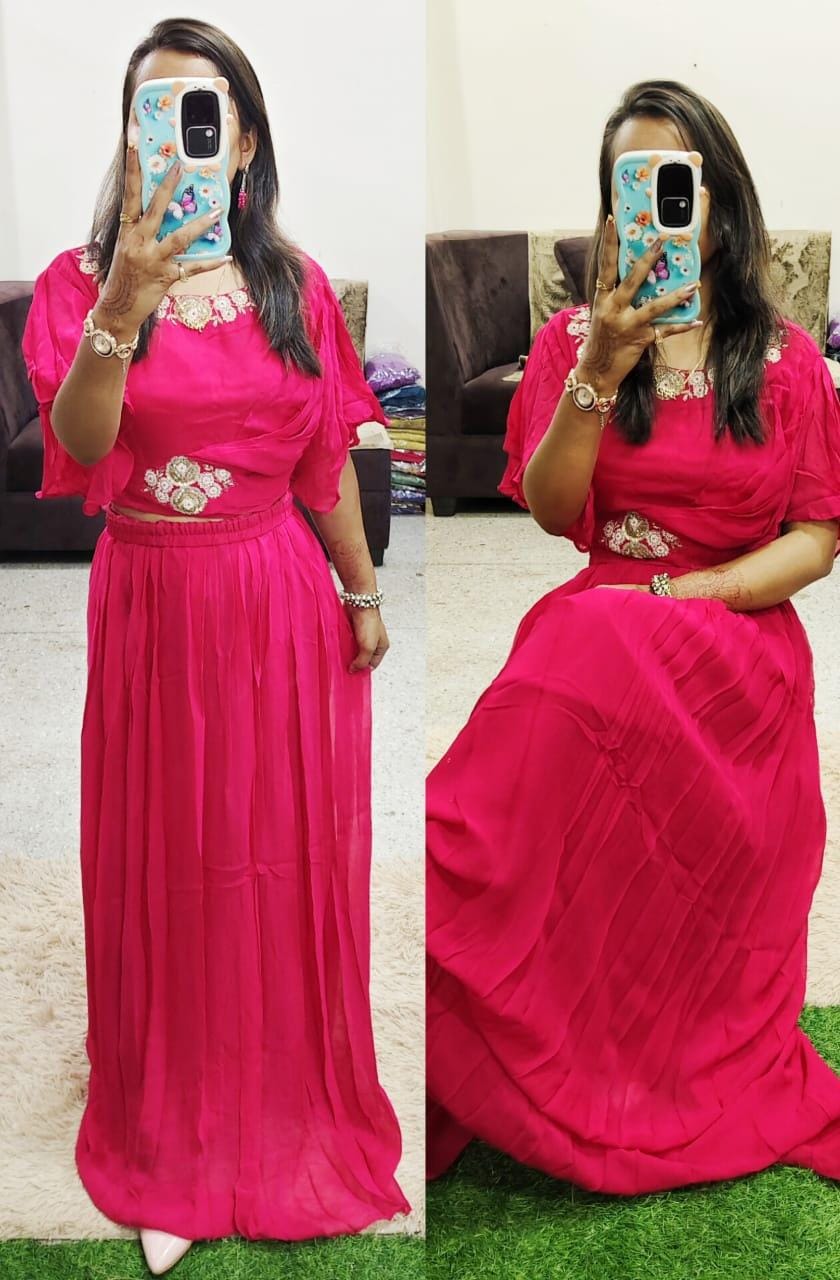 Handwork Crop Top With Skirt