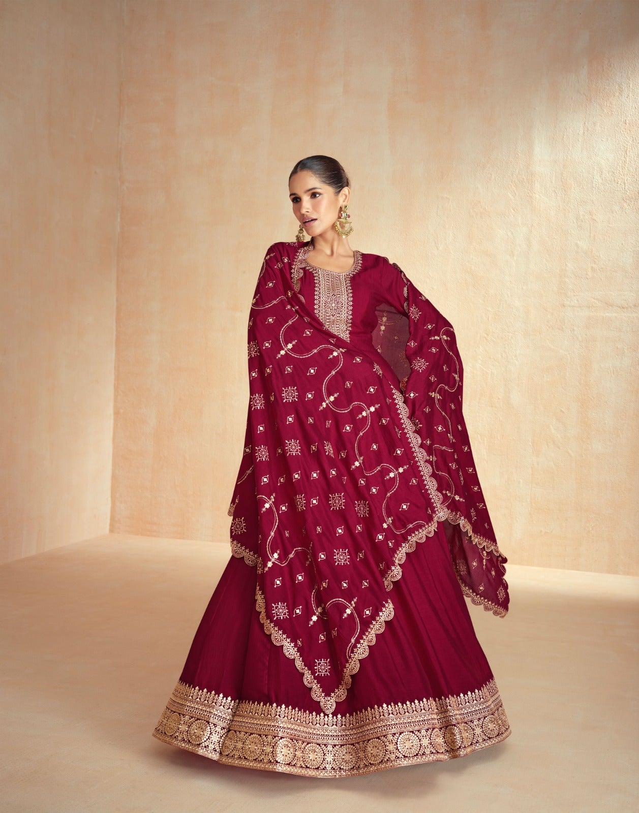 Embroidered Gown With Dupatta