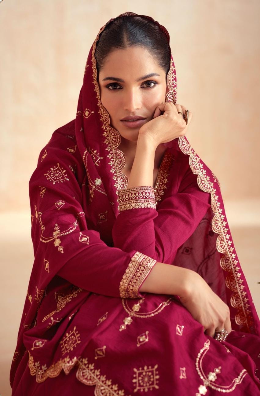 Embroidered Gown With Dupatta