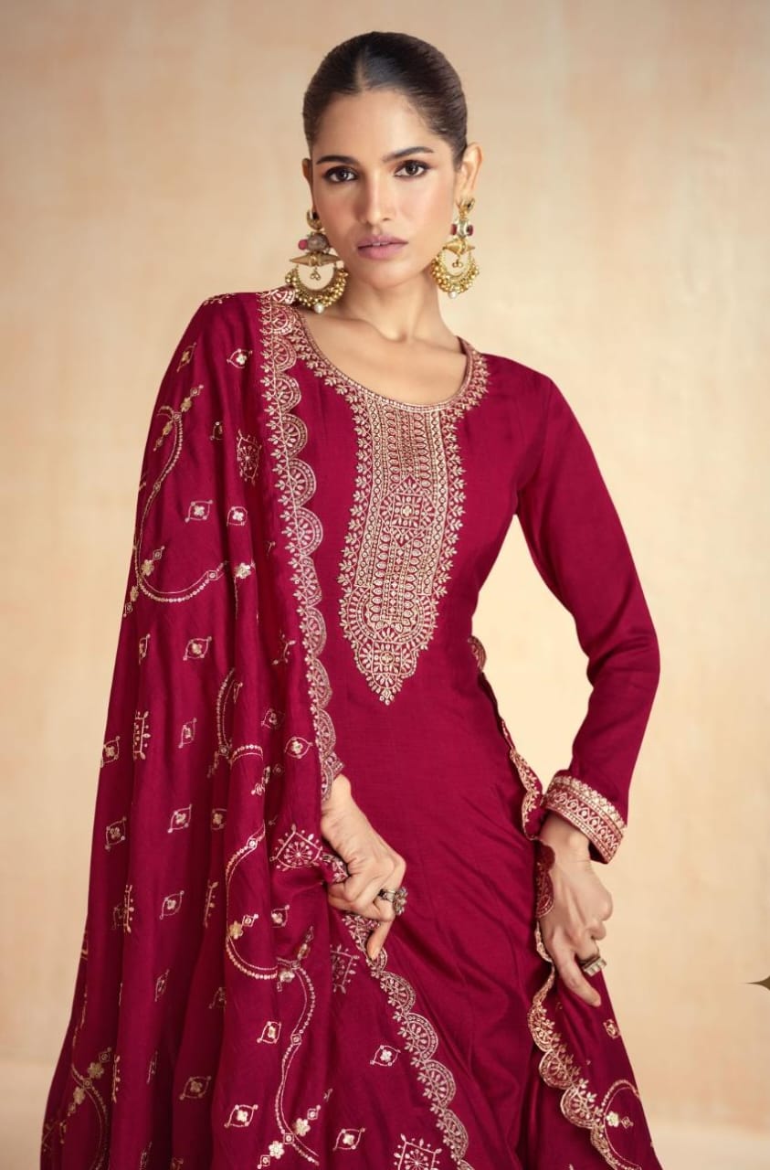 Embroidered Gown With Dupatta