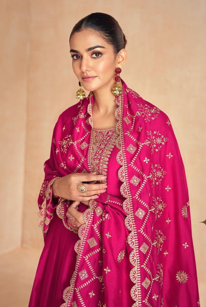 Embroidered Gown With Dupatta