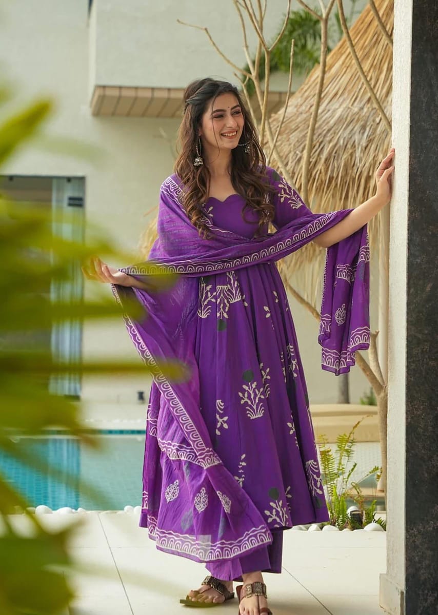 Mal Cotton Printed Anarkali Suit