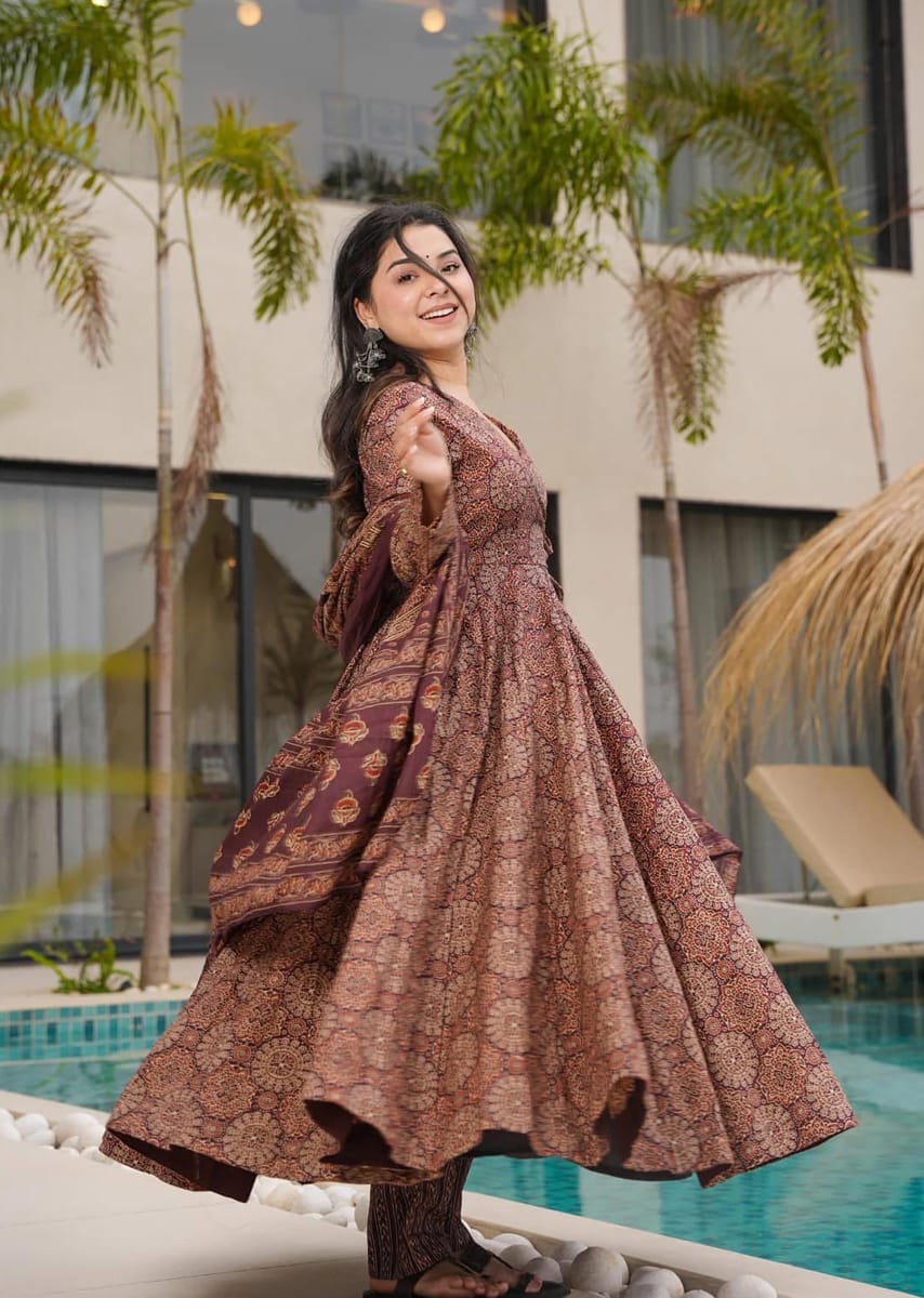 Mal Cotton Printed Anarkali Suit