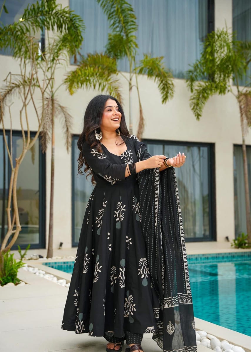 Mal Cotton Printed Anarkali Suit