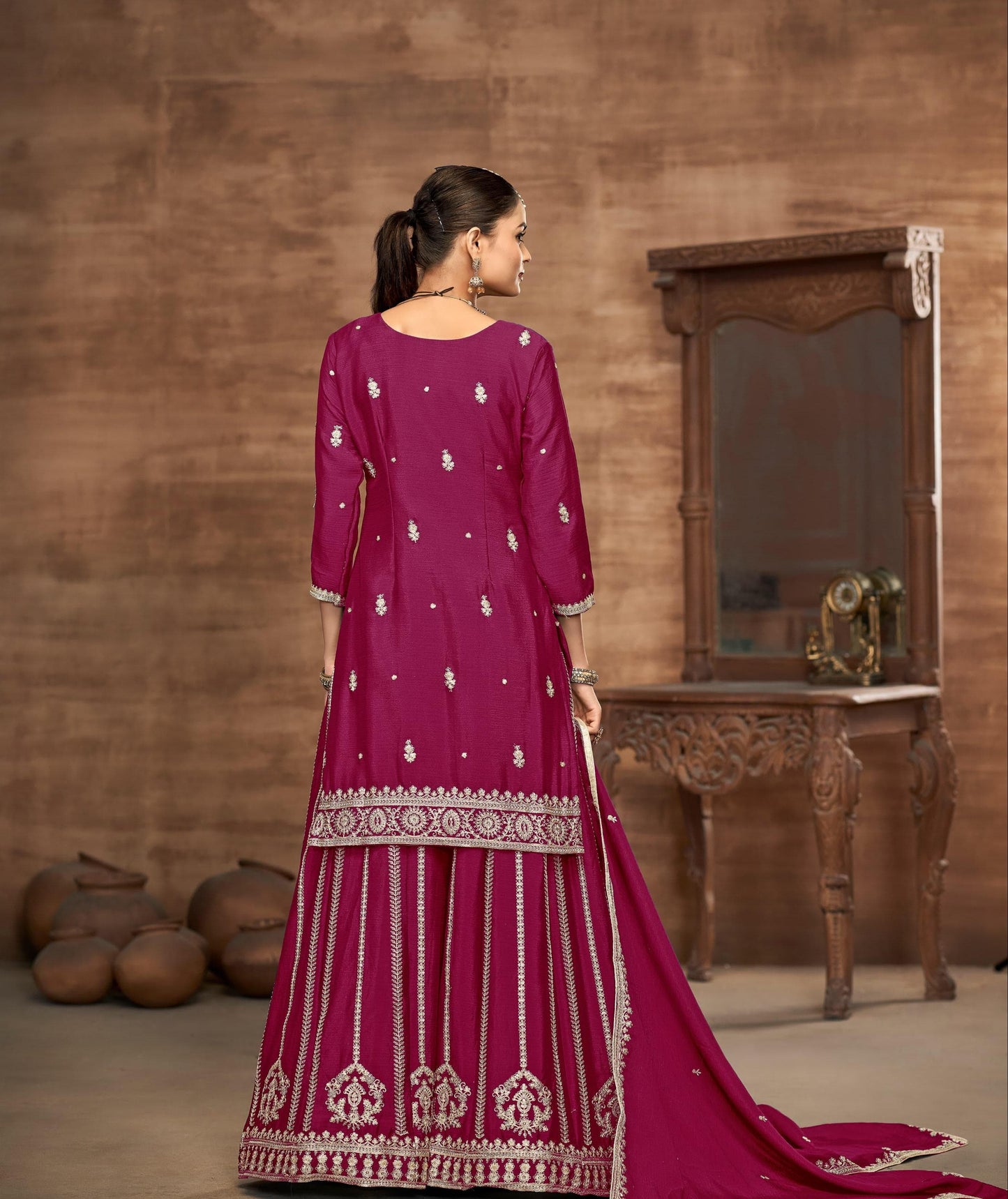 Sharara Style Embroidered Suit