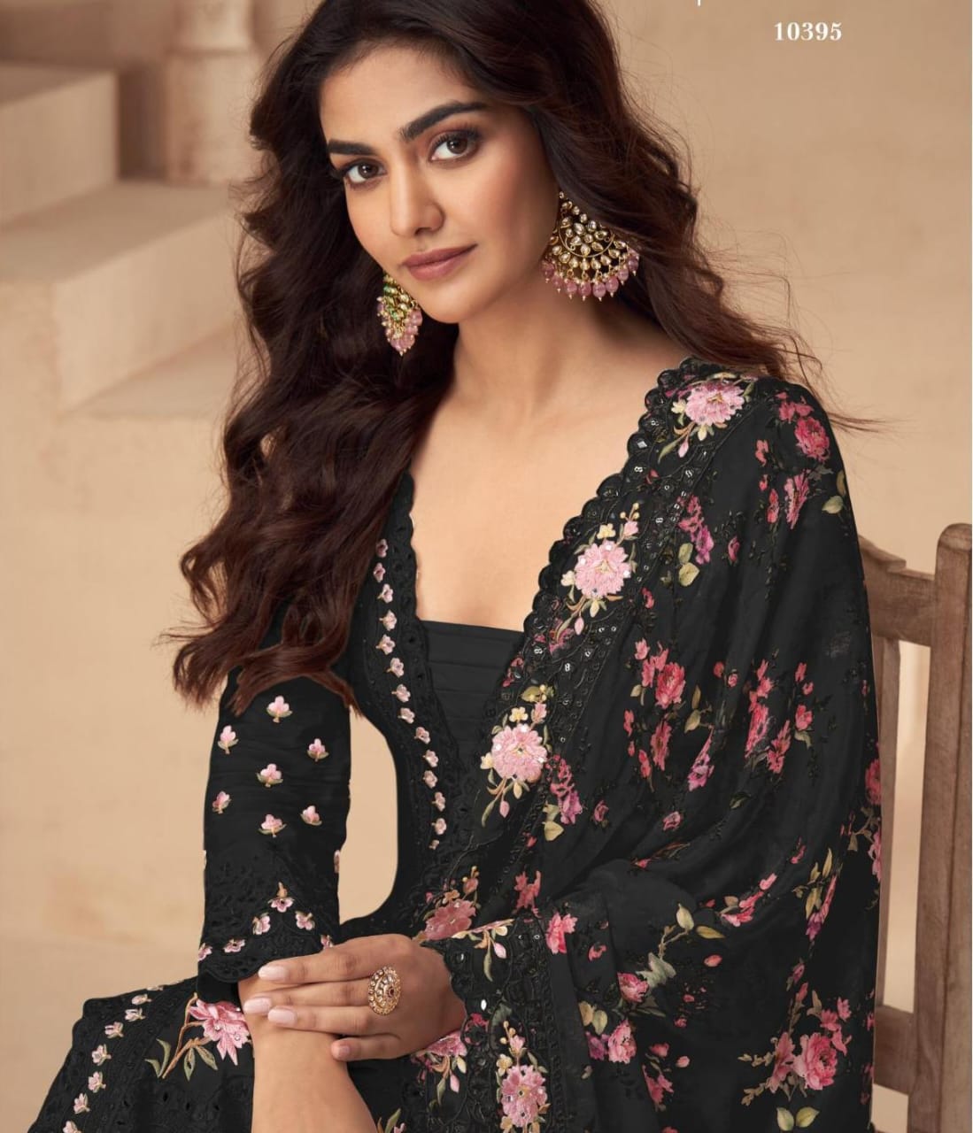 Floral Printed Embroidered Suit