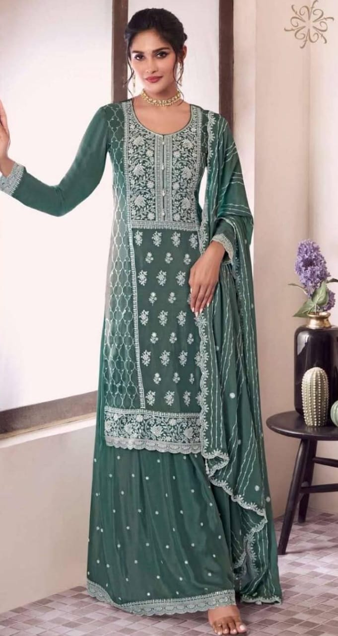 Sharara Style Embroidered Suit