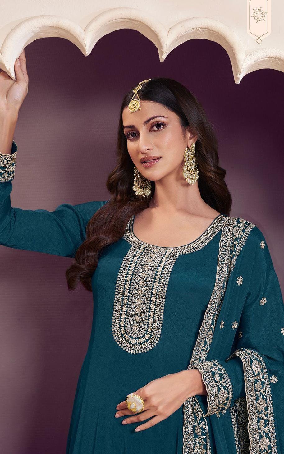 Embroidered Gown With Dupatta