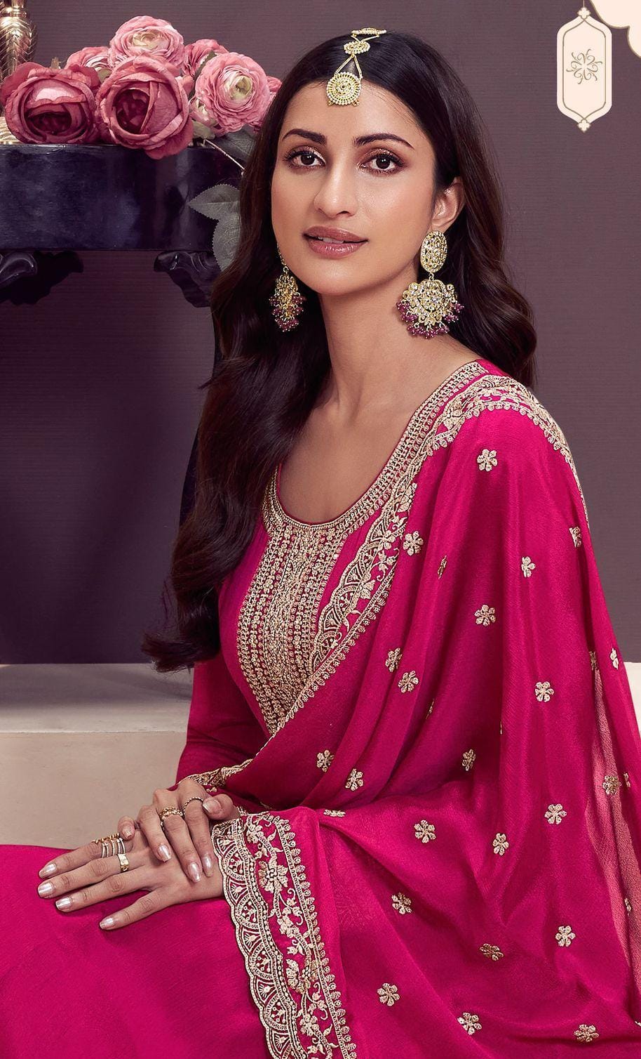 Embroidered Gown With Dupatta