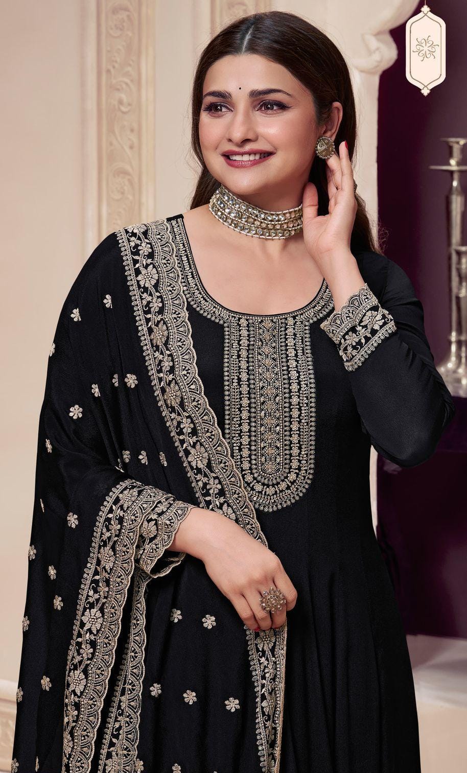 Embroidered Gown With Dupatta