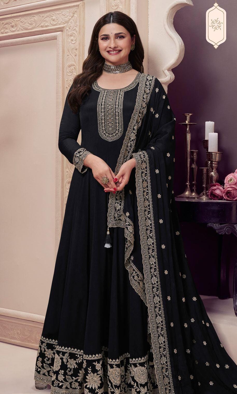 Embroidered Gown With Dupatta