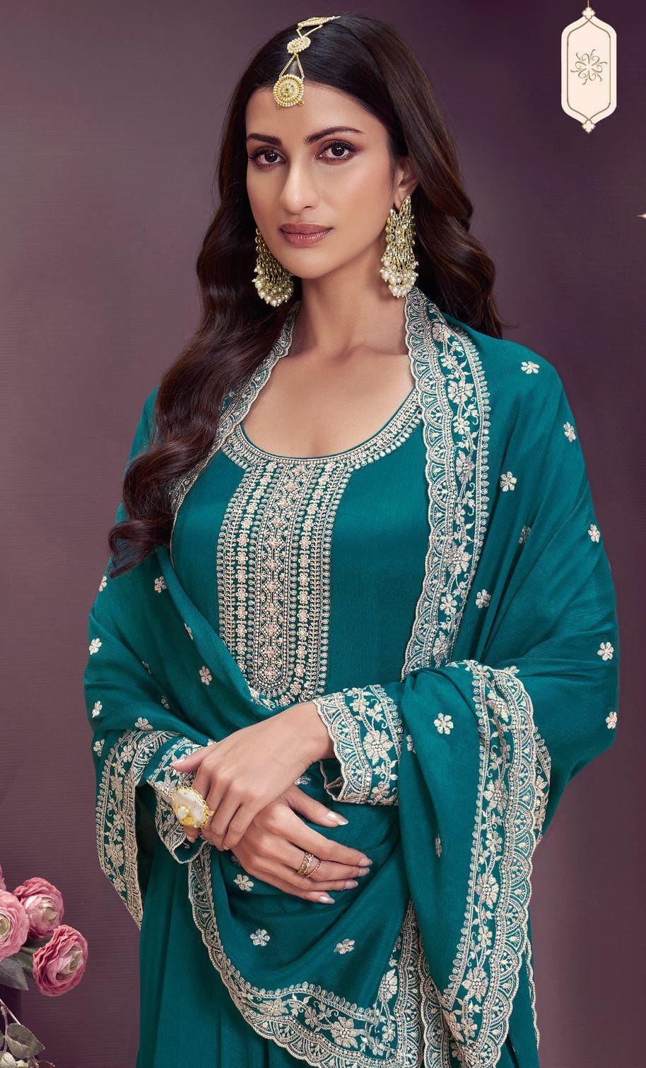 Embroidered Gown With Dupatta