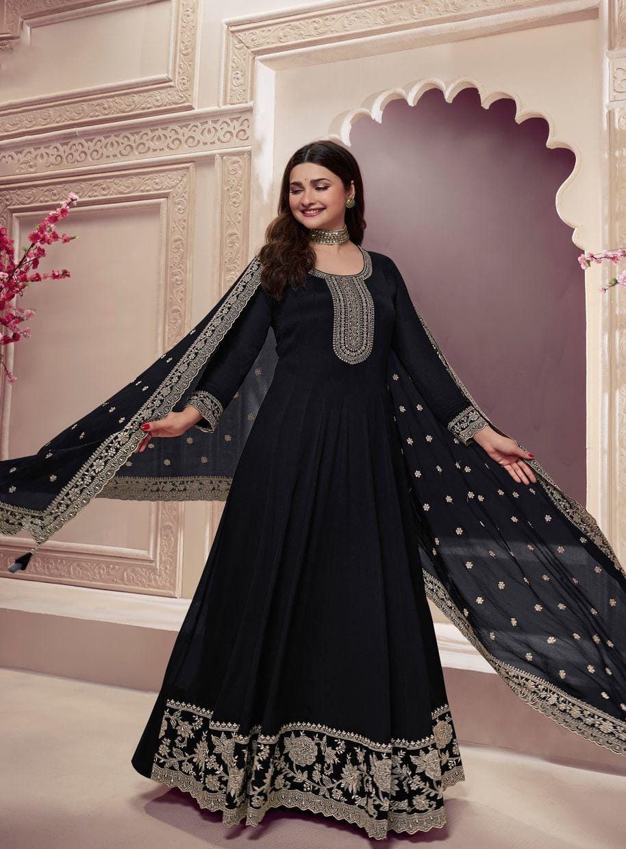 Embroidered Gown With Dupatta