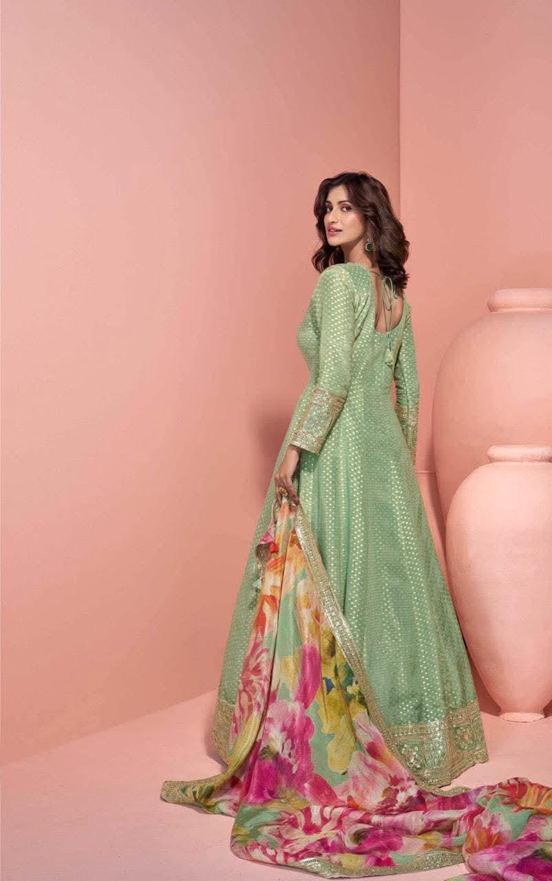 Embroidered Gown With Dupatta
