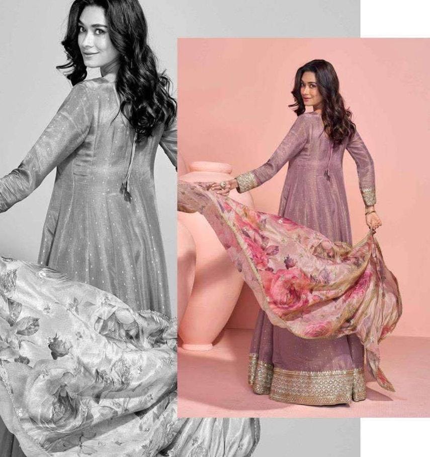 Embroidered Gown With Dupatta