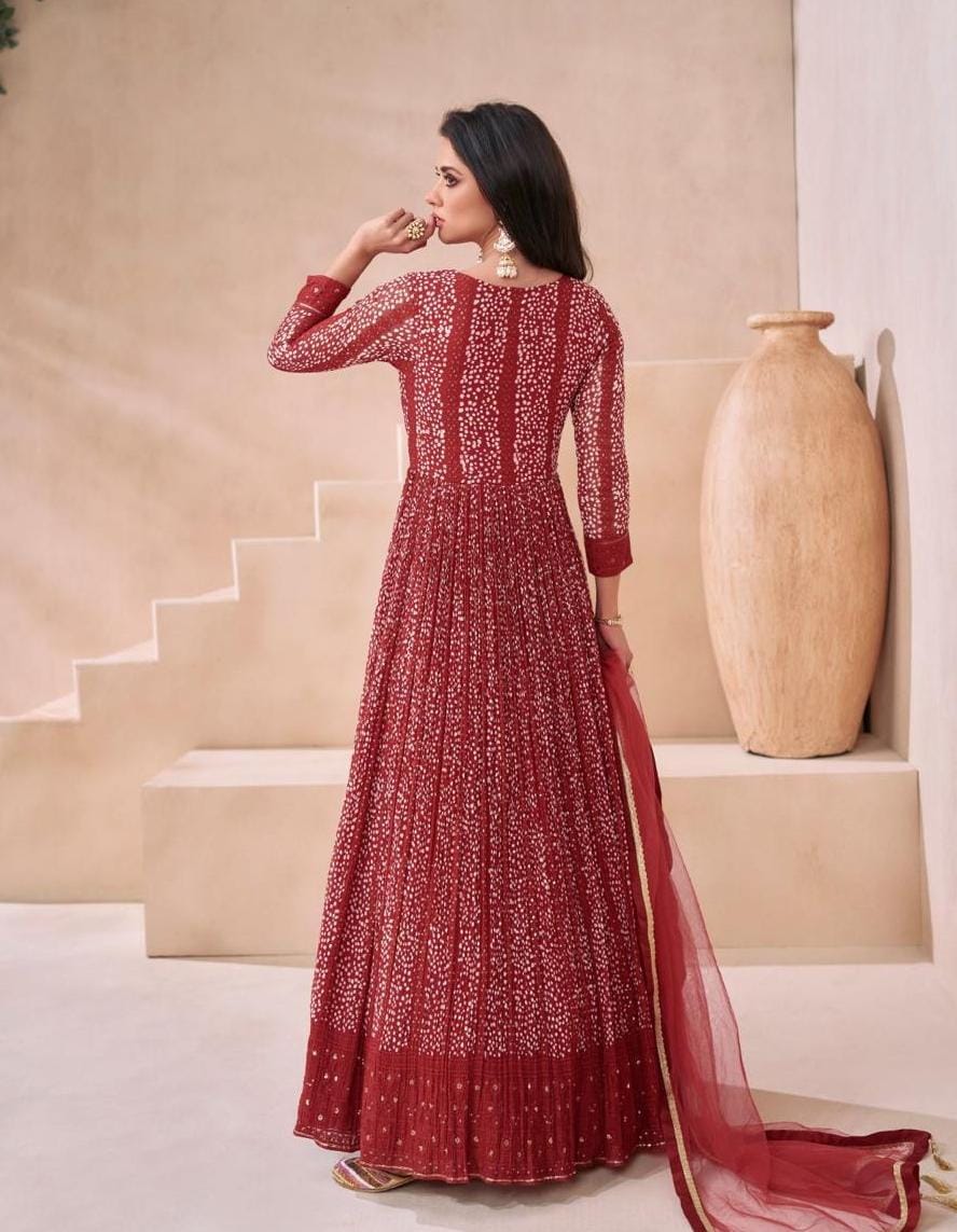 Embroidered Gown With Dupatta