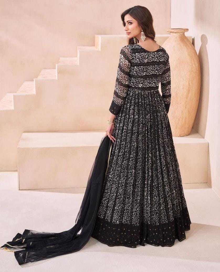 Embroidered Gown With Dupatta