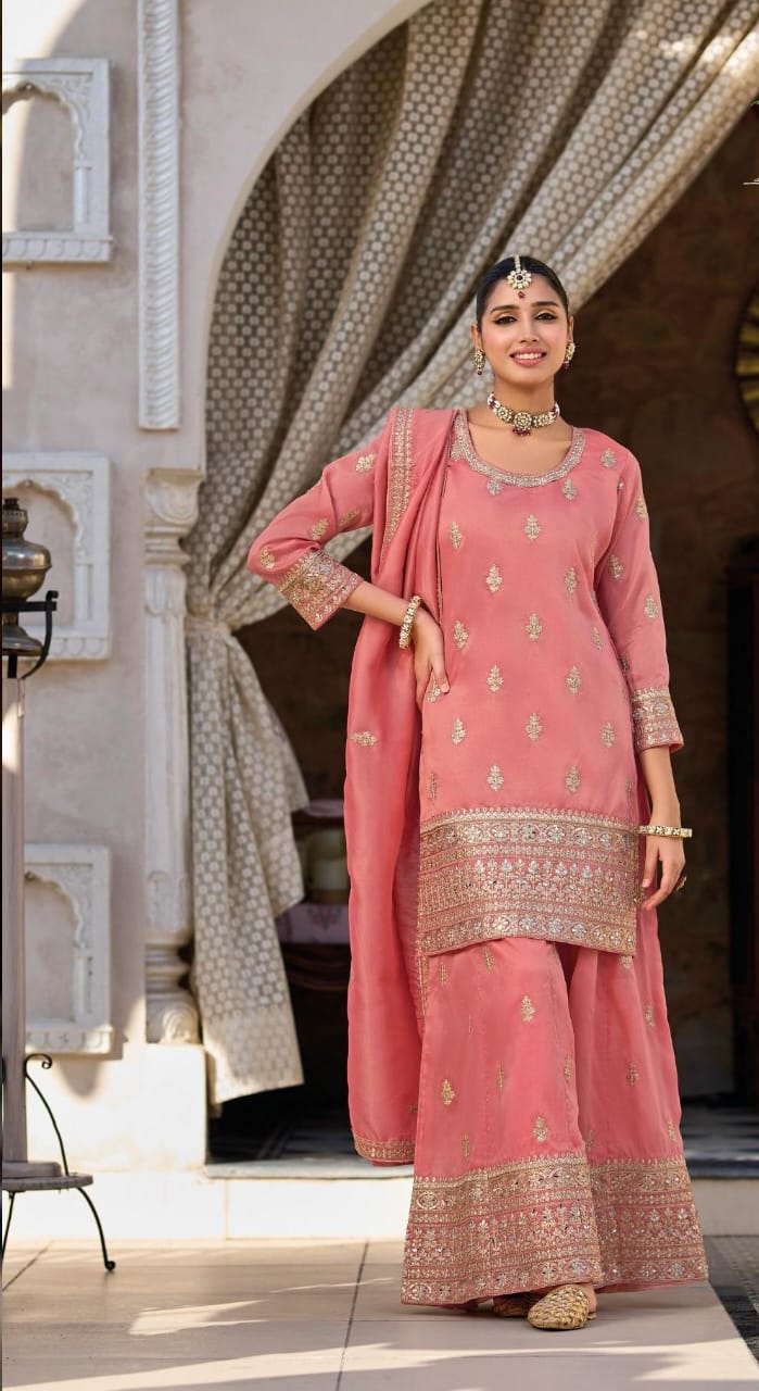 Sharara Style Embroidered Suit