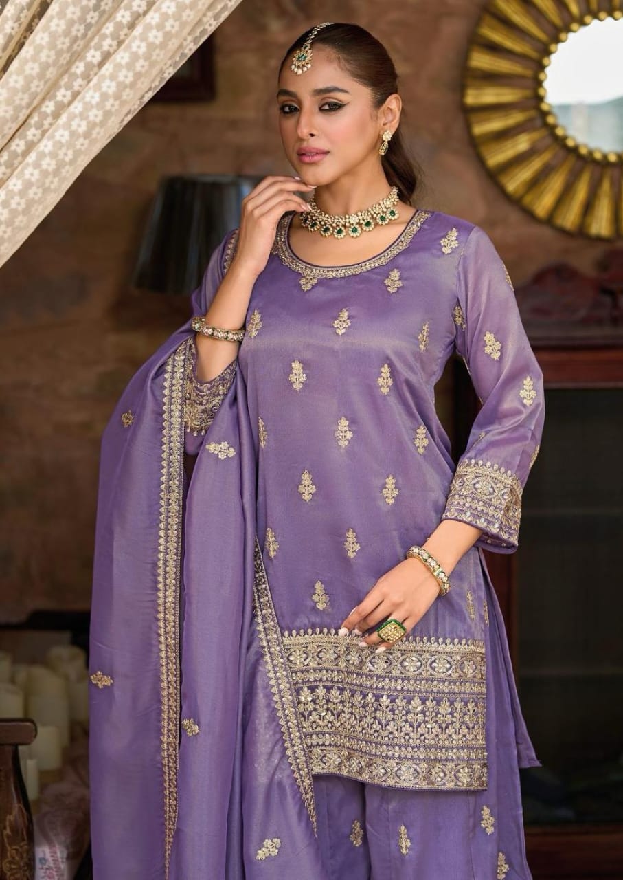 Sharara Style Embroidered Suit