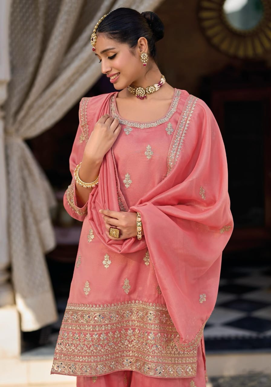 Sharara Style Embroidered Suit