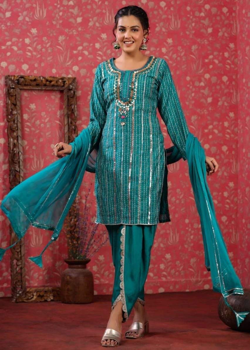 Stylish Muslin Embroidery Kurti Set | Resham Ethnic UAE