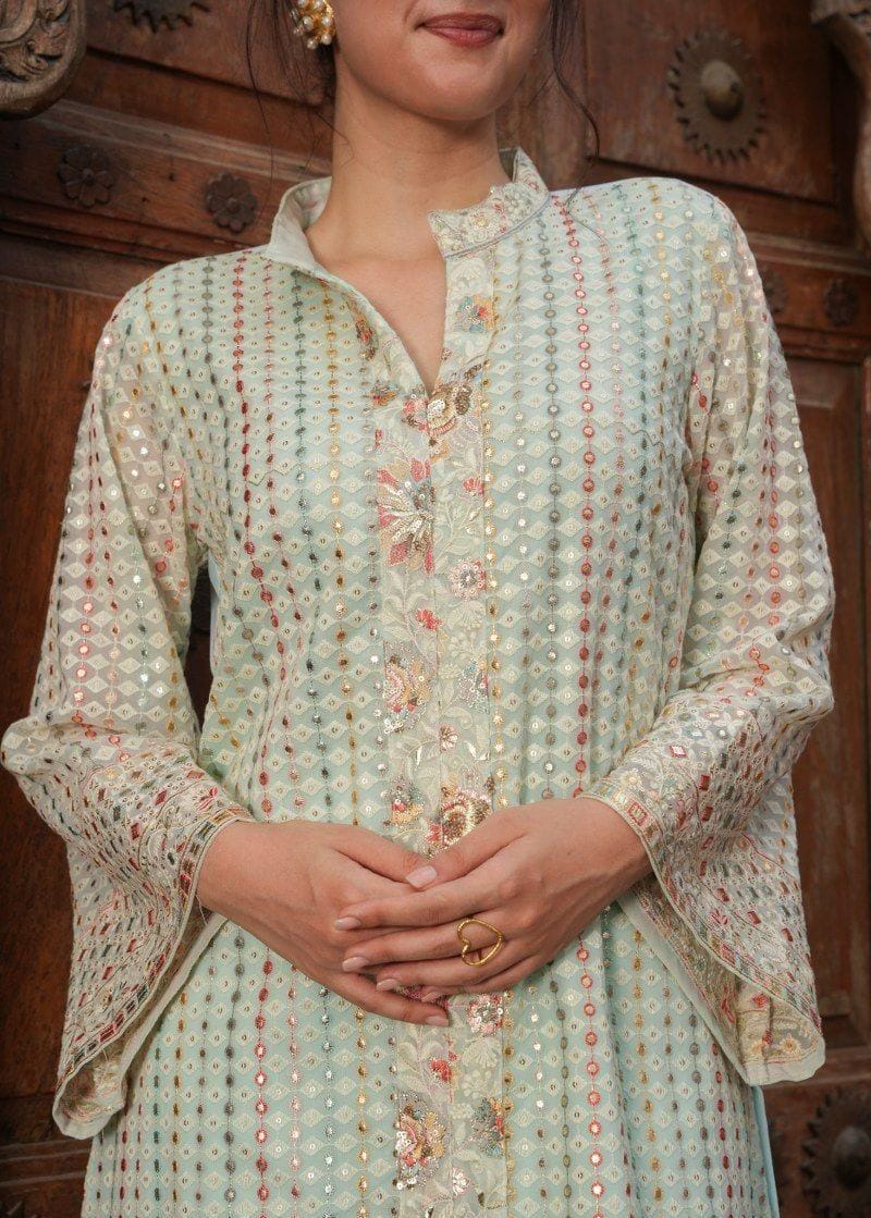 Georgette Heavy Work Kurta Set - Resham Ethnic