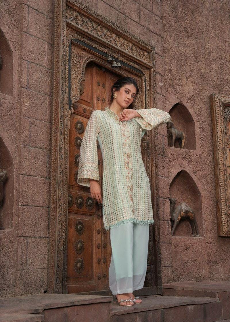 Georgette Heavy Work Kurta Set - Resham Ethnic