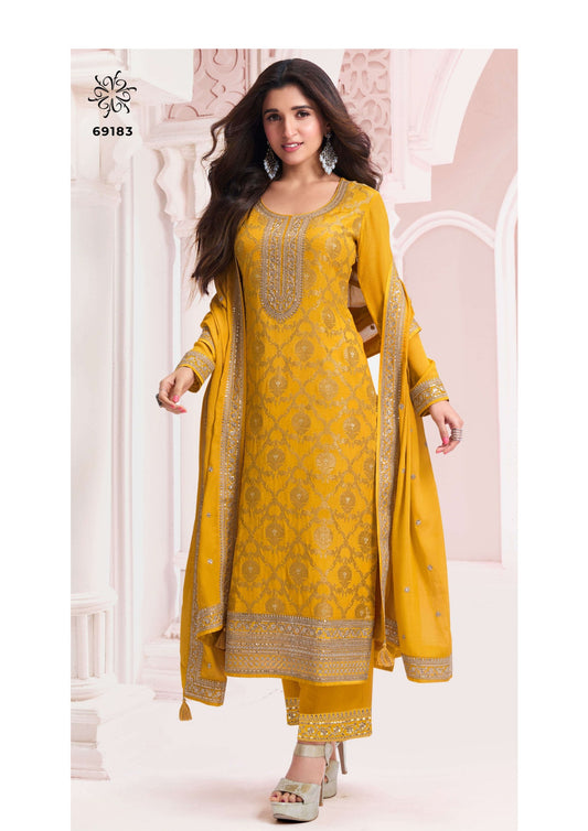 Embroidery Work DressKurti Fabric : Chinon jacquard weavingBottom Fabric : ChinonDupatta : Chinon dupatta with embroidery work