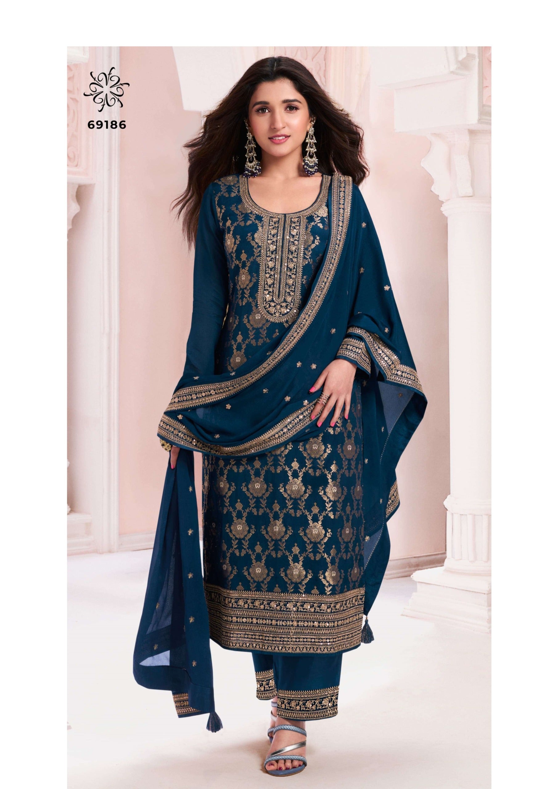 Embroidery Work DressKurti Fabric : Chinon jacquard weavingBottom Fabric : ChinonDupatta : Chinon dupatta with embroidery work