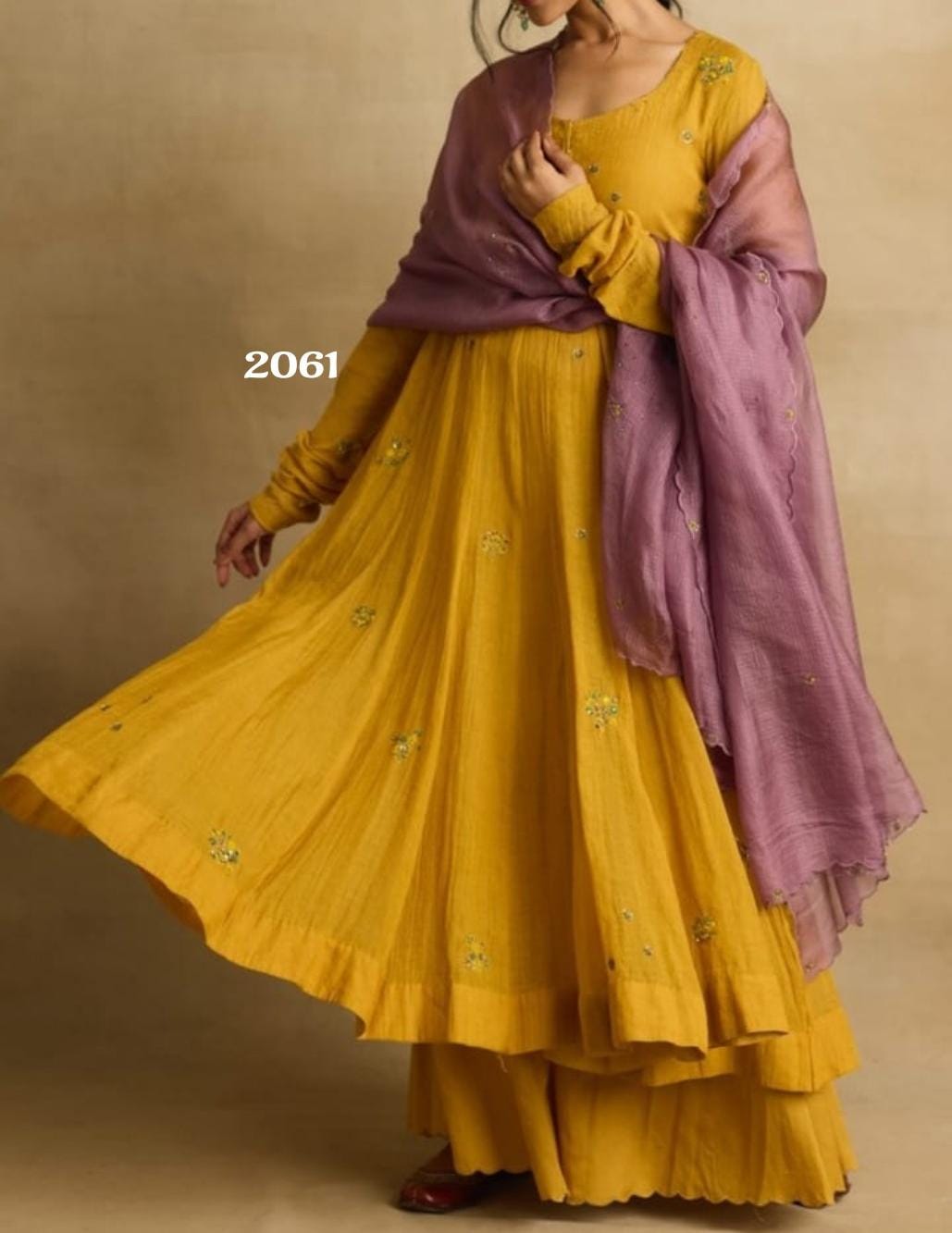 Chanderi Embroidery Work Anarkali Suit