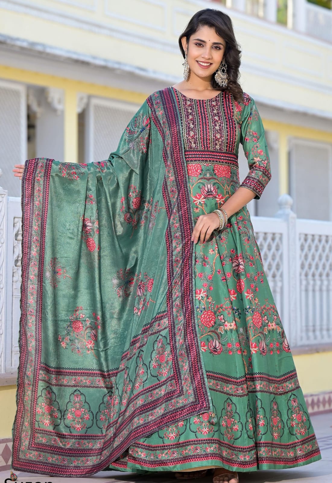 Modern Gowns with Dupatta in UAE – Buy Online at Resham Ethnic