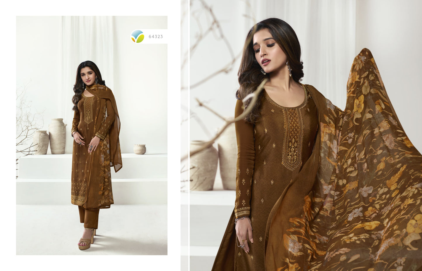 Crape Silk Embroidery Work Suit