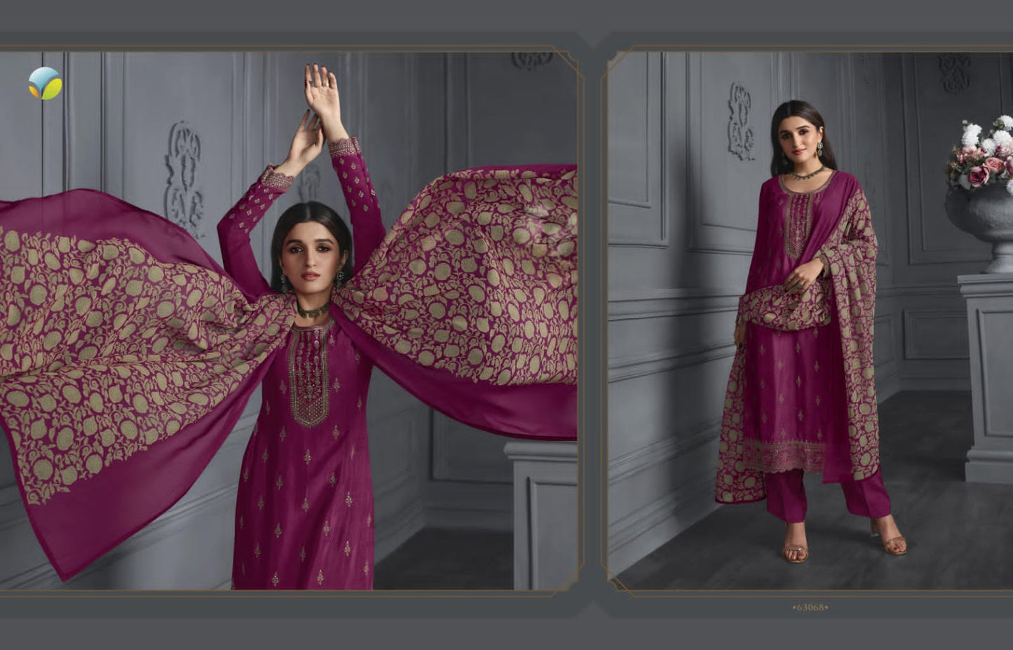 Crape Silk Embroidery Work Suit