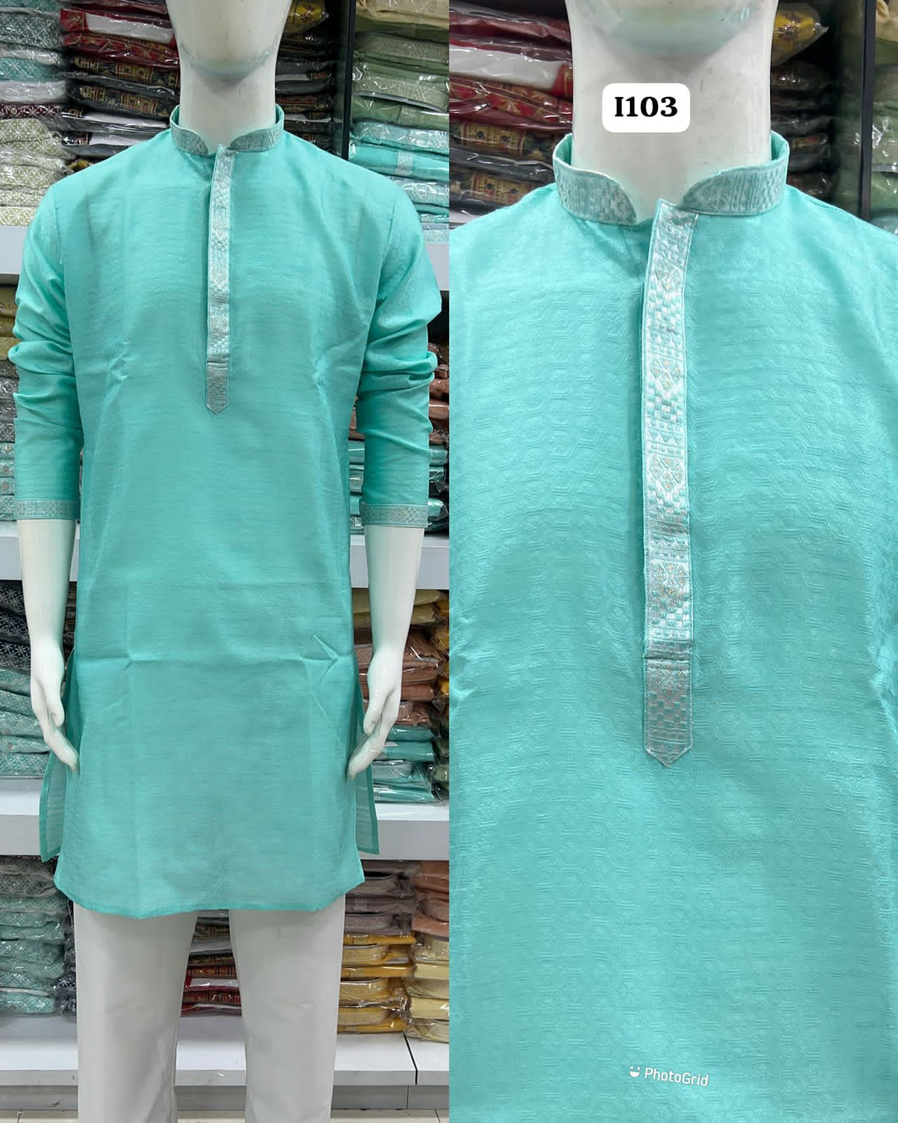 Jacquard Weaving Kurta With Cotton Pyjama in UAE