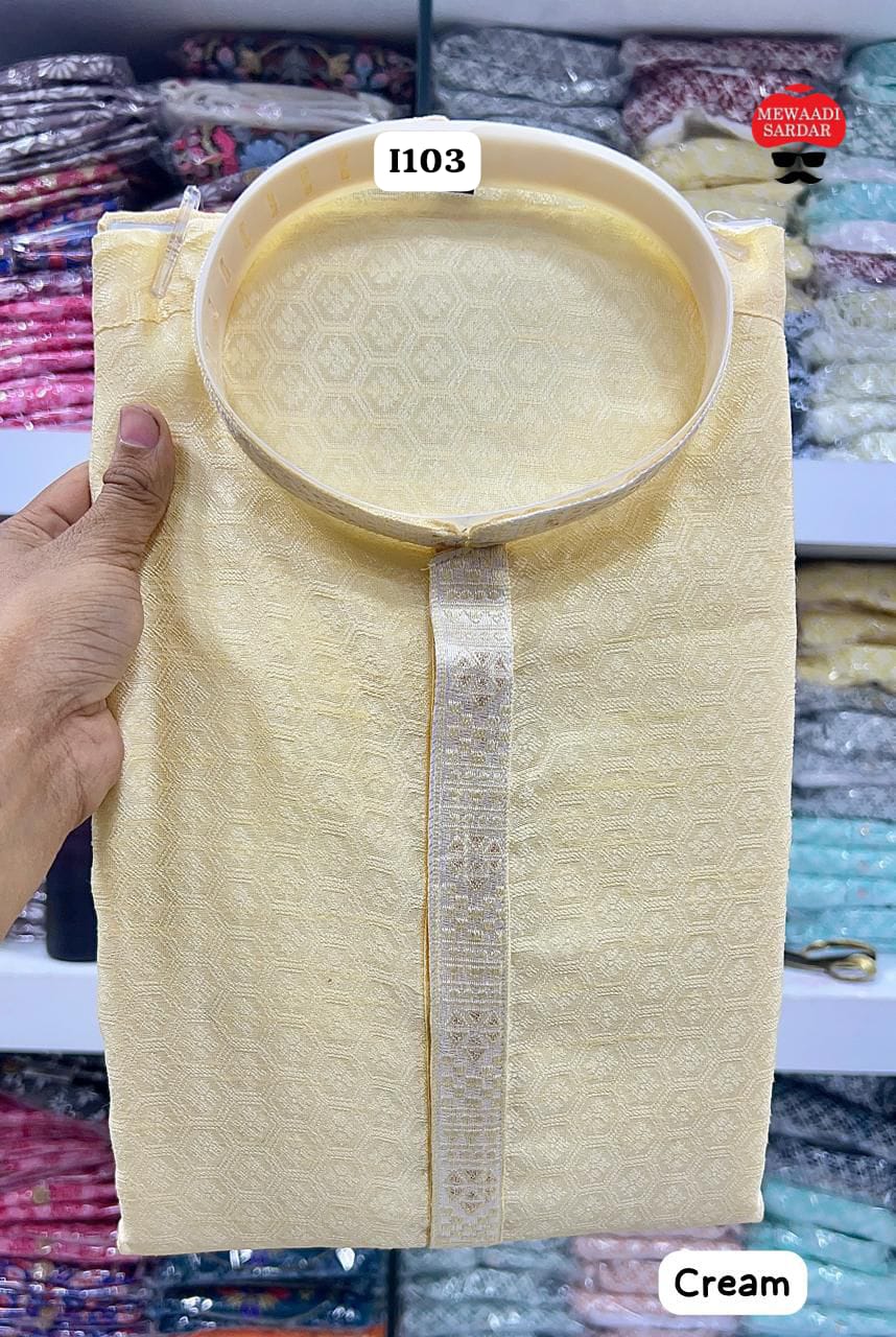 Jacquard Weaving Kurta With Cotton Pyjama in UAE