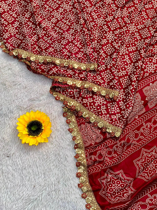 Gaji Silk Saree With Handwork Border