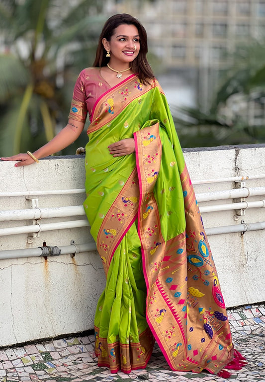 Minakari Weaving Saree With Brocade Blouse