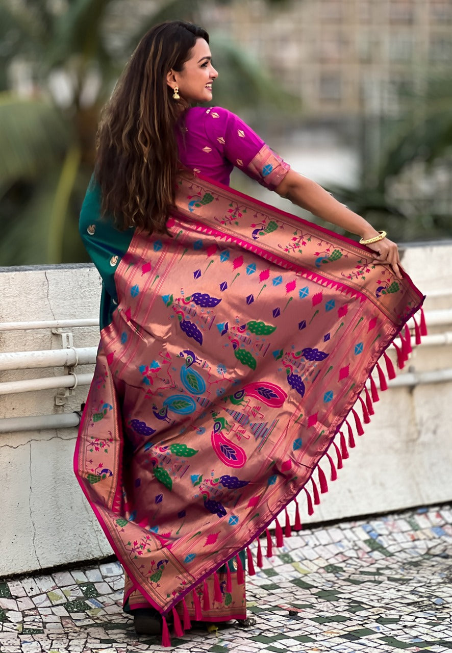 Minakari Weaving Saree With Brocade Blouse