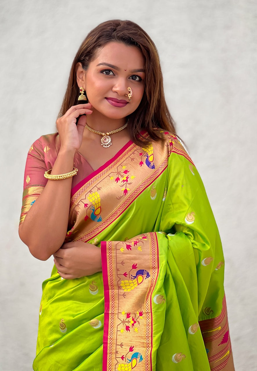 Minakari Weaving Saree With Brocade Blouse