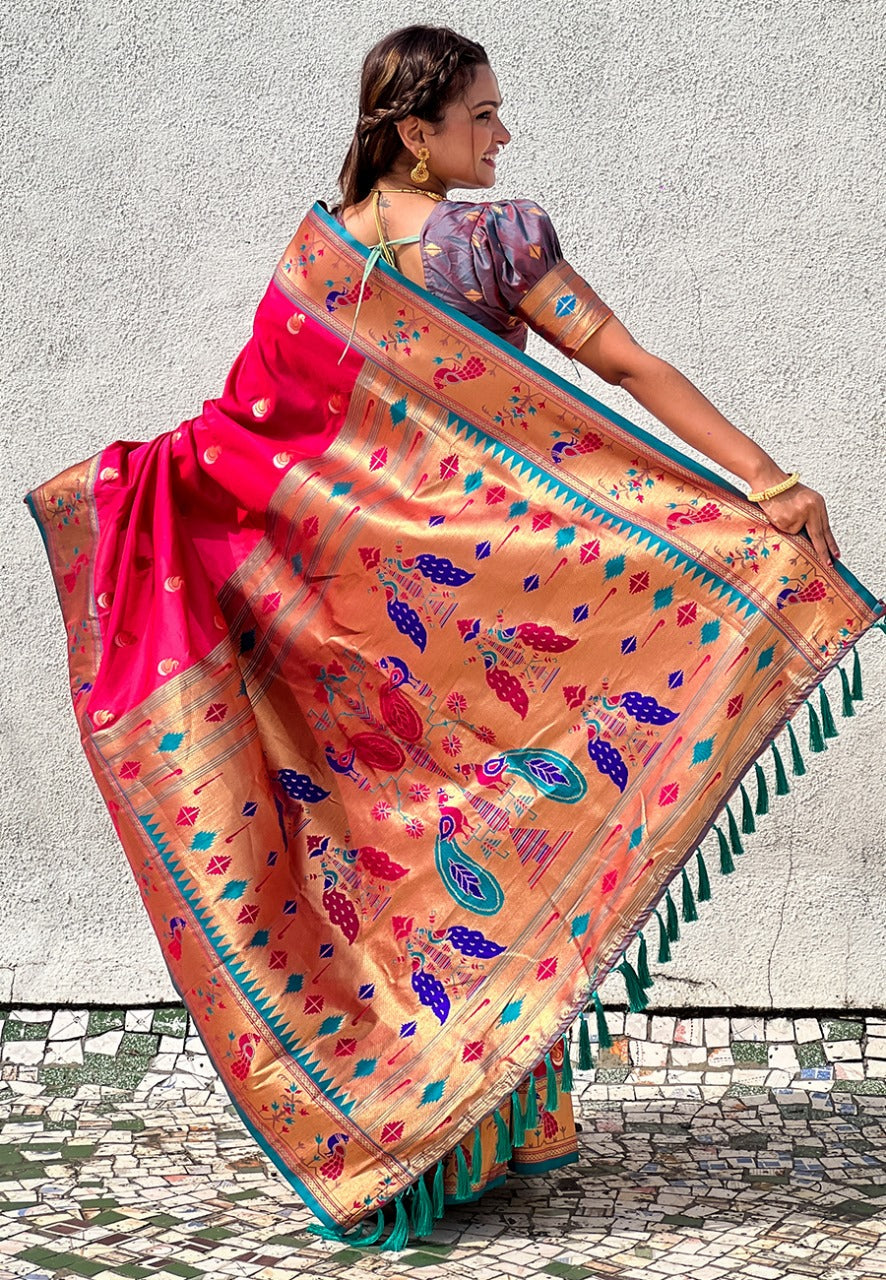 Minakari Weaving Saree With Brocade Blouse