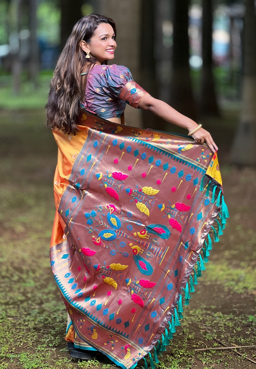 Minakari Weaving Saree With Brocade Blouse