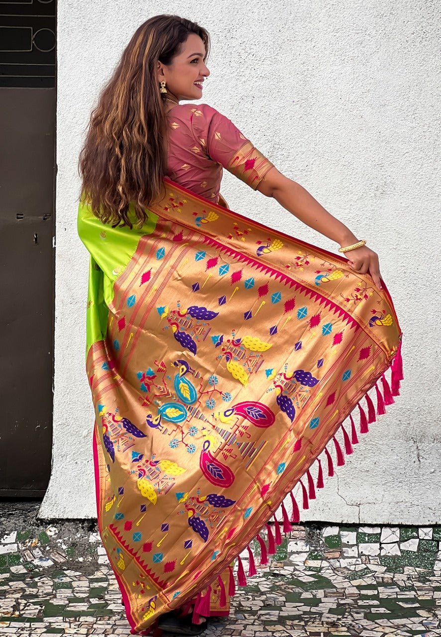 Minakari Weaving Saree With Brocade Blouse