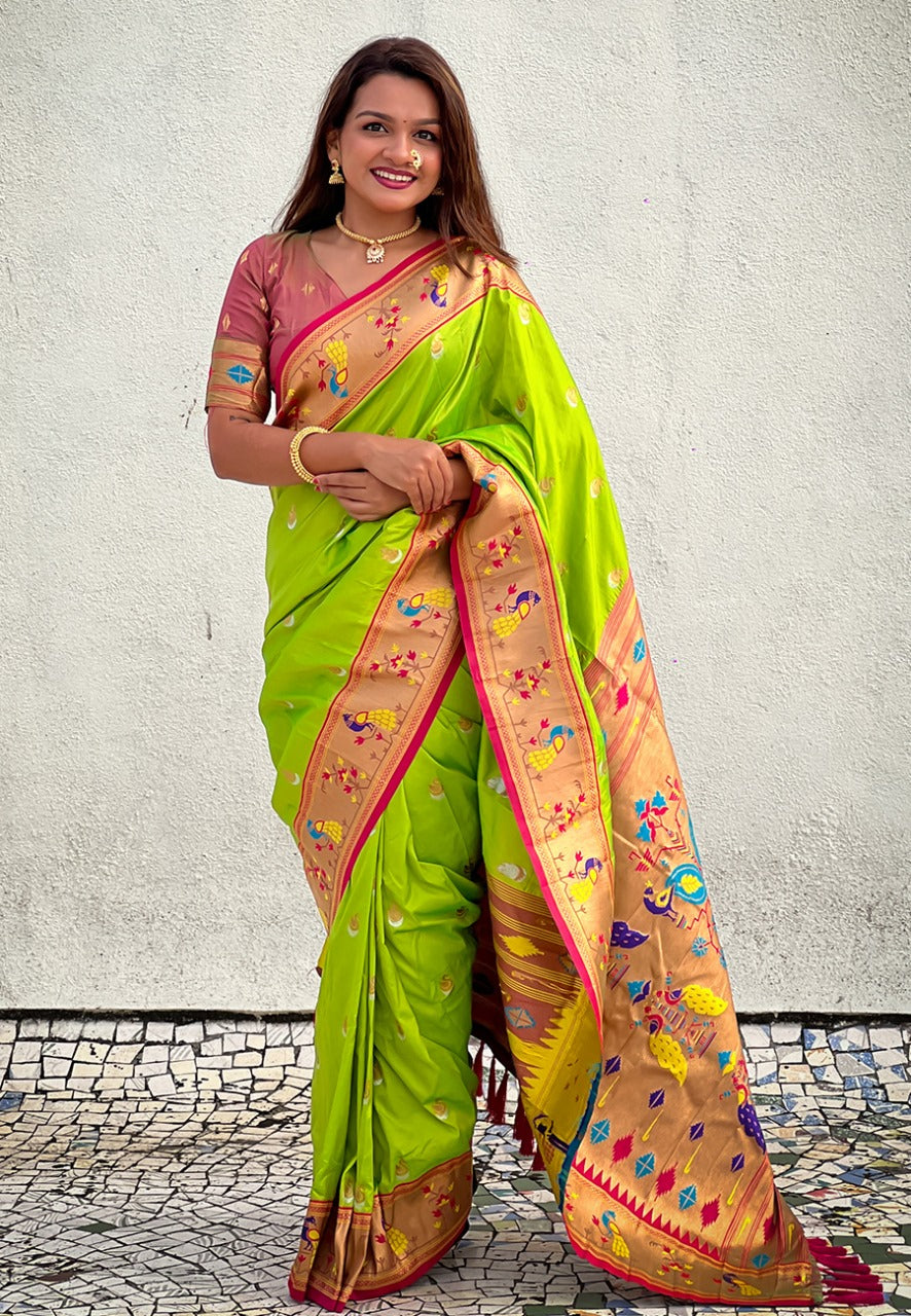 Minakari Weaving Saree With Brocade Blouse